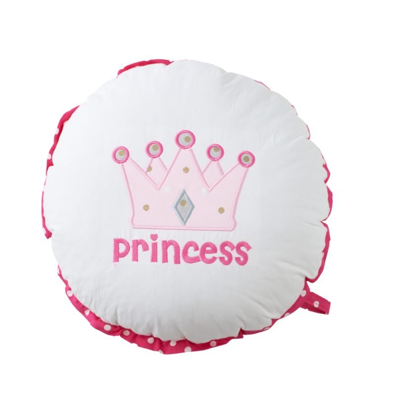 Μαξιλάρι Λευκό Στρογγυλό με Κορώνα