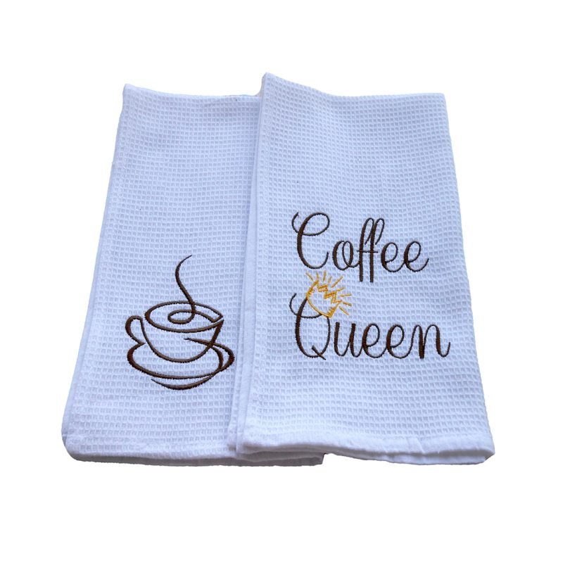 Σετ Πετσέτες Κουζίνας Κεντημένες "Coffee Queen"