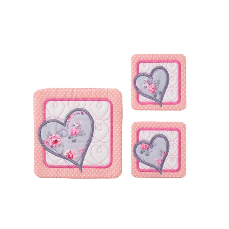 Σετ Σουβέρ Ποτηριών Ροζ Hearts