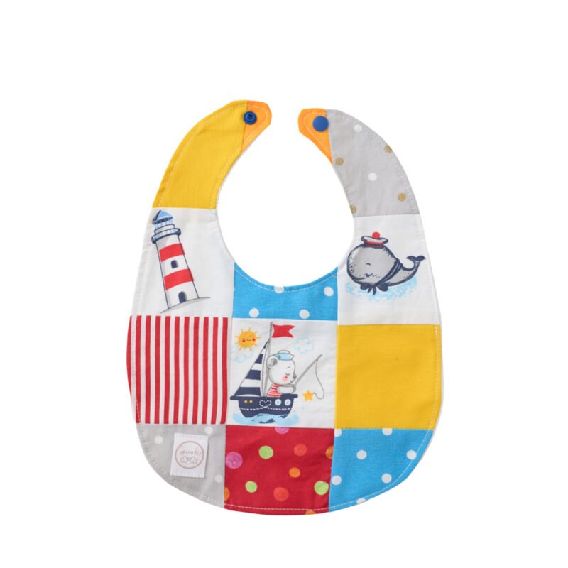 Βρεφική Σαλιάρα Χειροποίητη Patchwork Navy