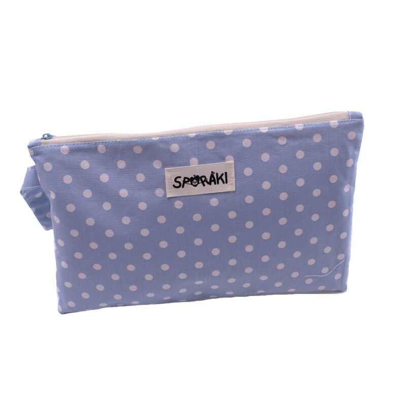 Τσαντάκι Καρπού/Νεσεσέρ Με Λουράκι Γαλάζιο Πουά