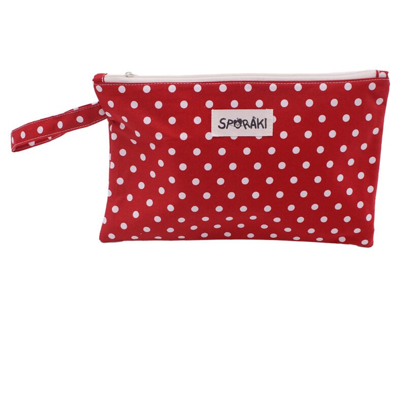 Τσαντάκι Καρπού/Νεσεσέρ Με Λουράκι Κόκκινο Πουά