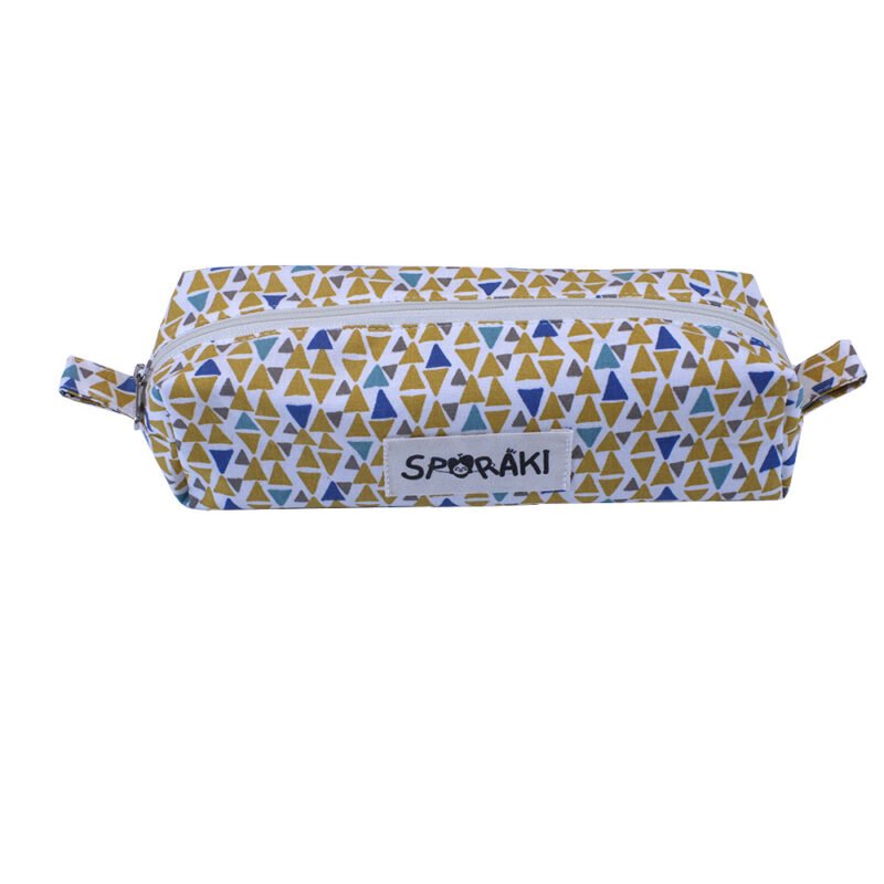 Κασετίνα Βαρελάκι από Βαμβακερό Ύφασμα Double Triangles