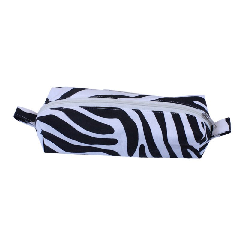 Κασετίνα Βαρελάκι από Βαμβακερό Ύφασμα Zebra Print