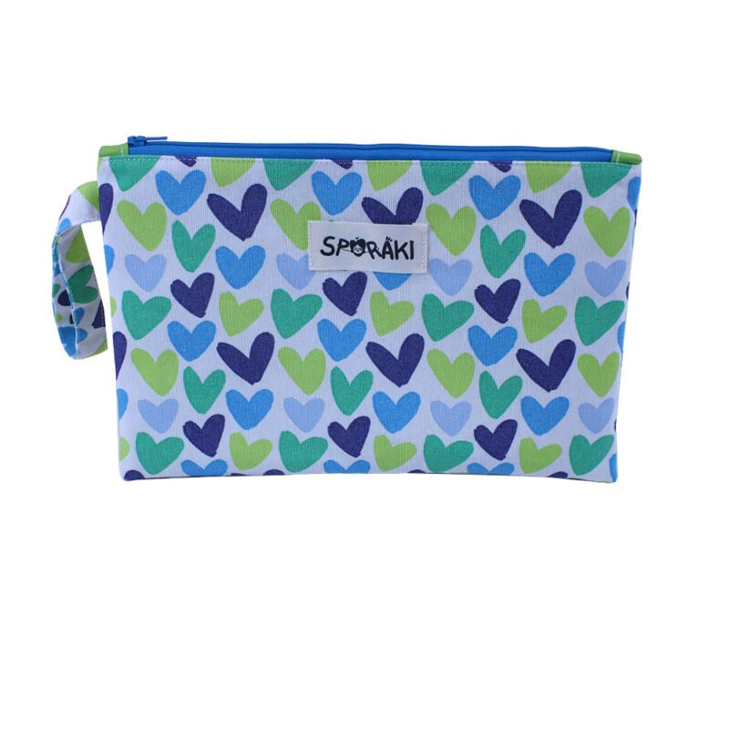 Τσαντάκι Καρπού με  Ύφασμα Hearts Blue