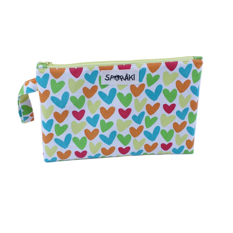 Τσαντάκι Καρπού με  Ύφασμα Hearts Orange