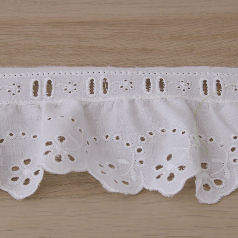 Δαντέλα Βαμβακερή Ασπροκέντημα Λευκή 7 εκ