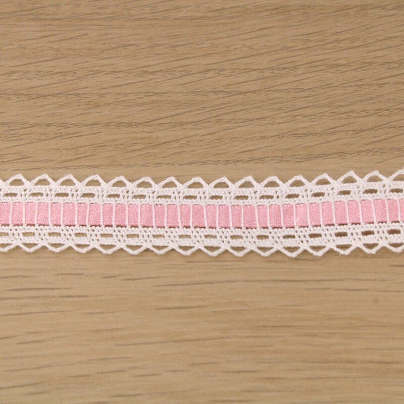 Δαντέλα   Βαμβακερή Πλεκτή Κορδελάκι Ροζ